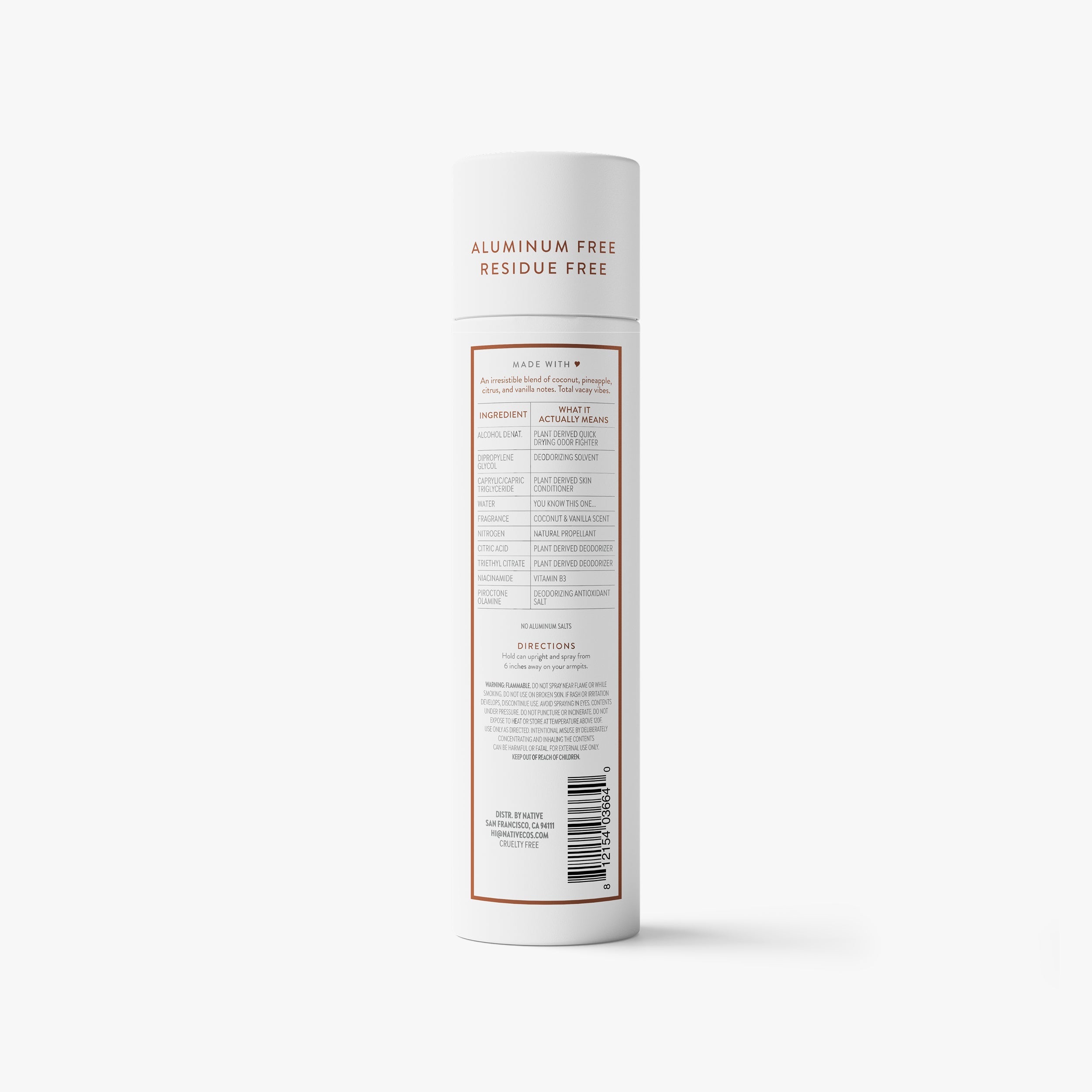 Coconut and Vanilla Deodorant Spray Classic 3.5oz Care Collection