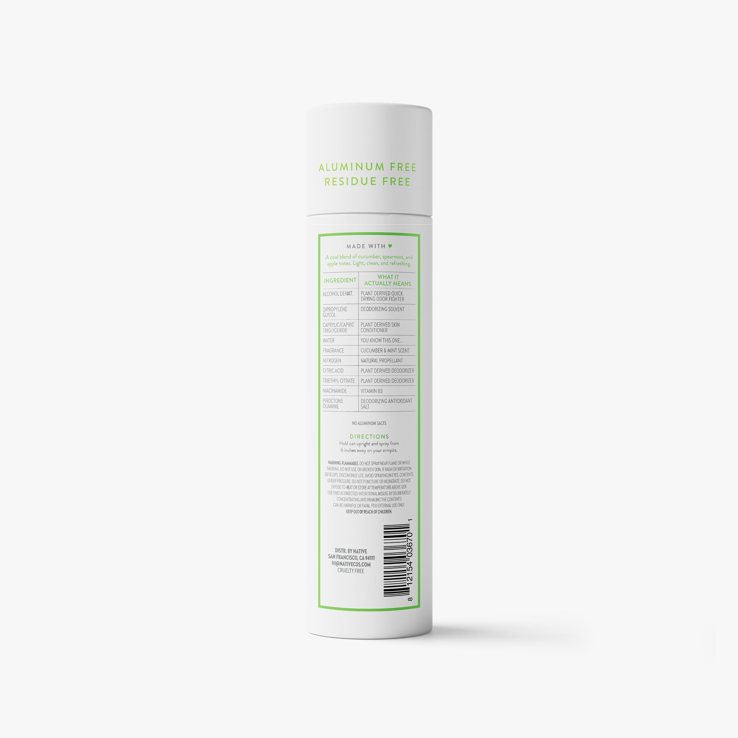 Cucumber and Mint Deodorant Spray Classic 3.5oz Care Collection