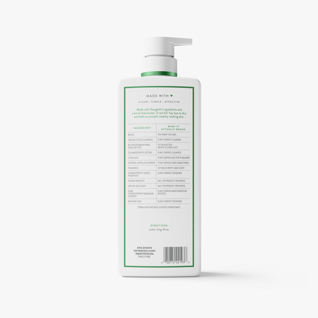 Lily Milk and White Sage Moisturizing Body Wash Classic 22oz Care Collection