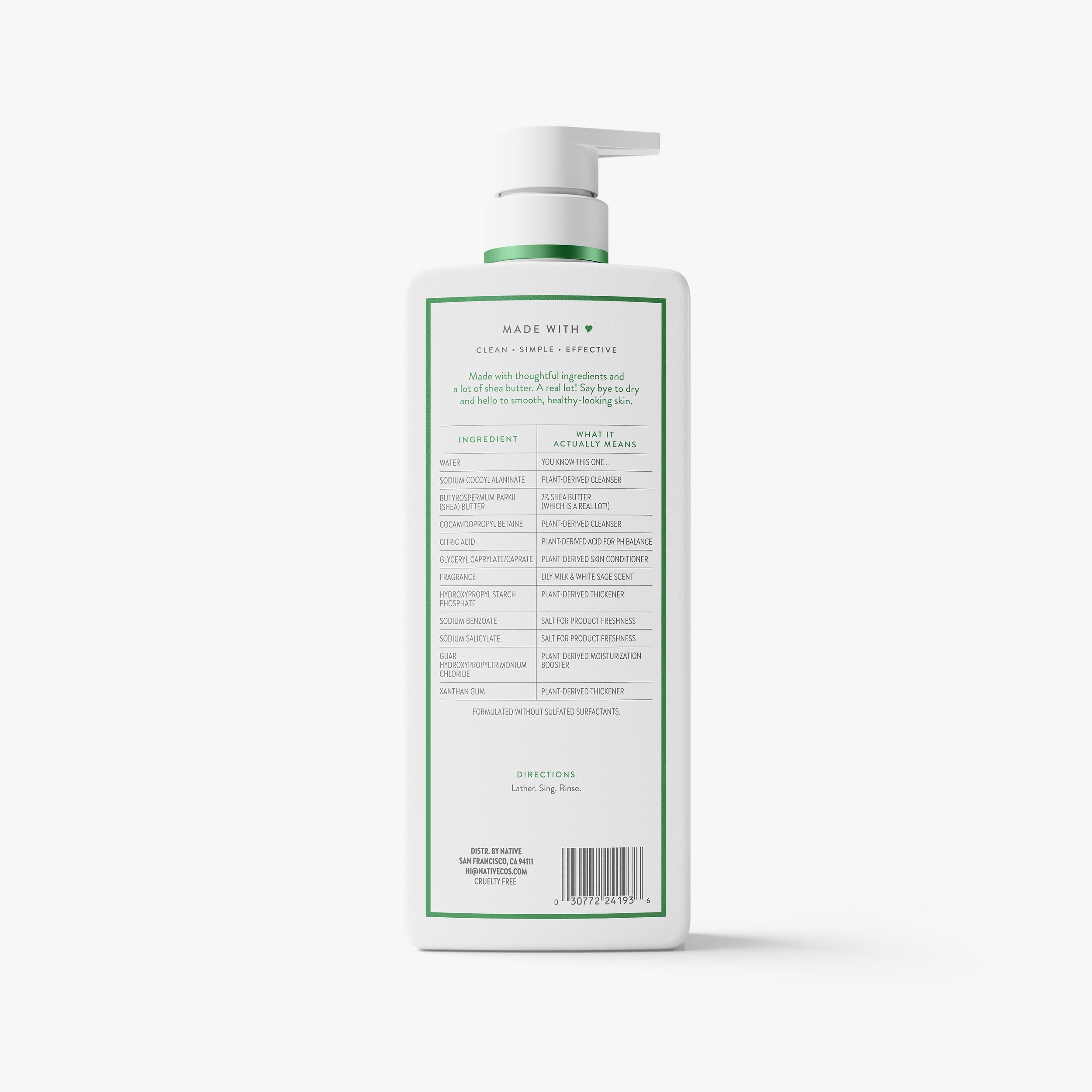 Lily Milk and White Sage Moisturizing Body Wash Classic 22oz Care Collection