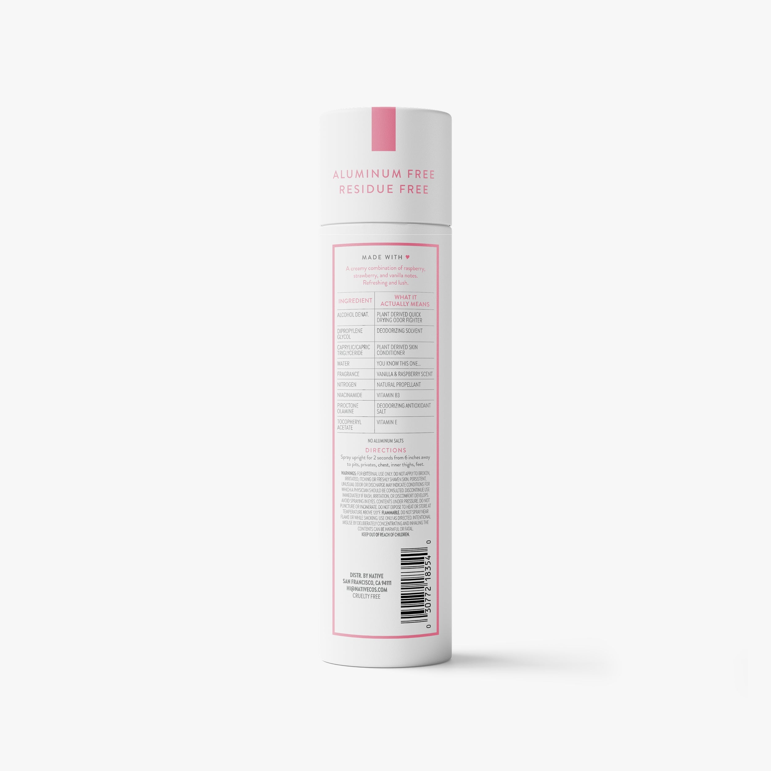 Vanilla and Raspberry Whole Body Deodorant Spray Classic 3.5oz Care Collection
