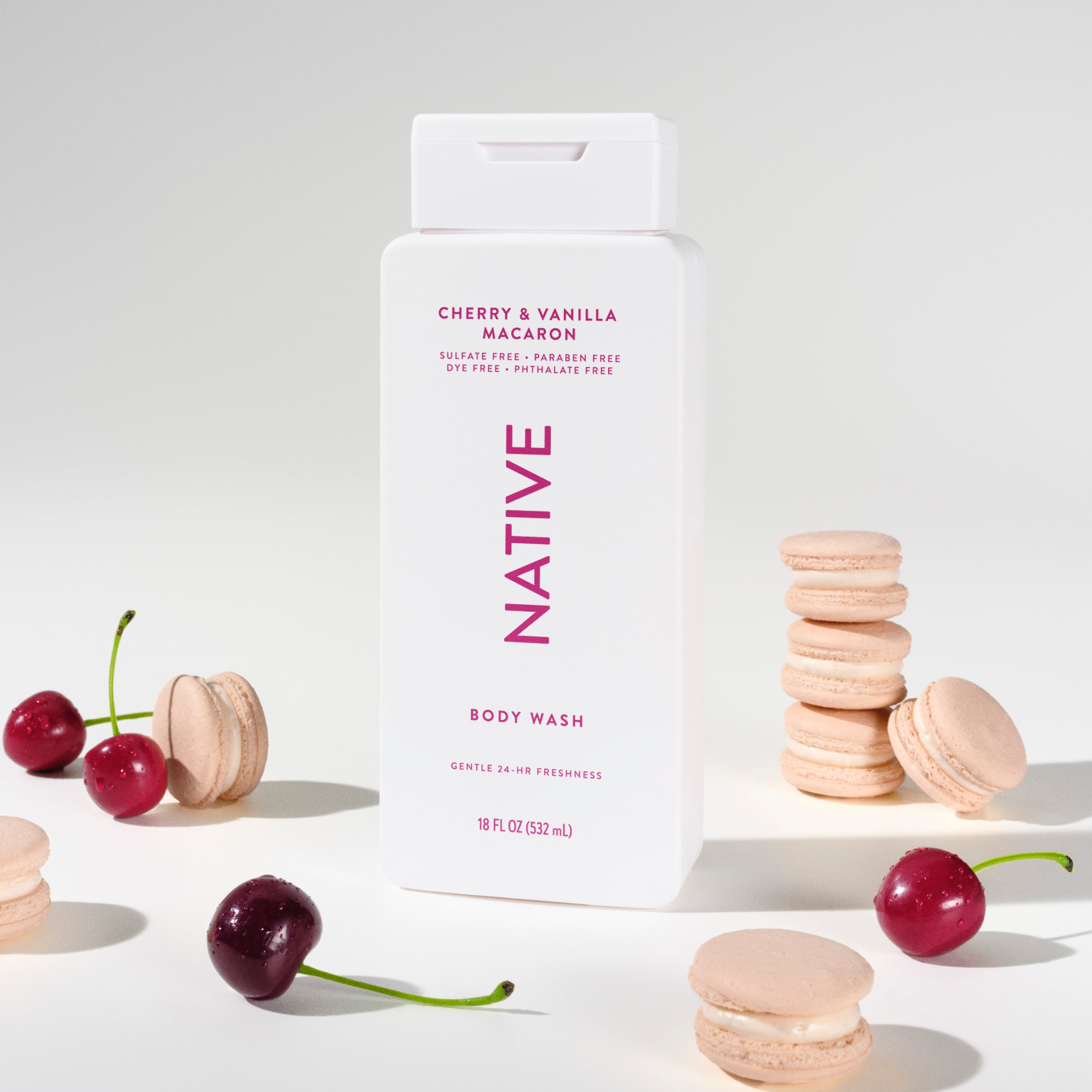 Cherry and Vanilla Macaron Body Wash Classic 18oz Care Collection