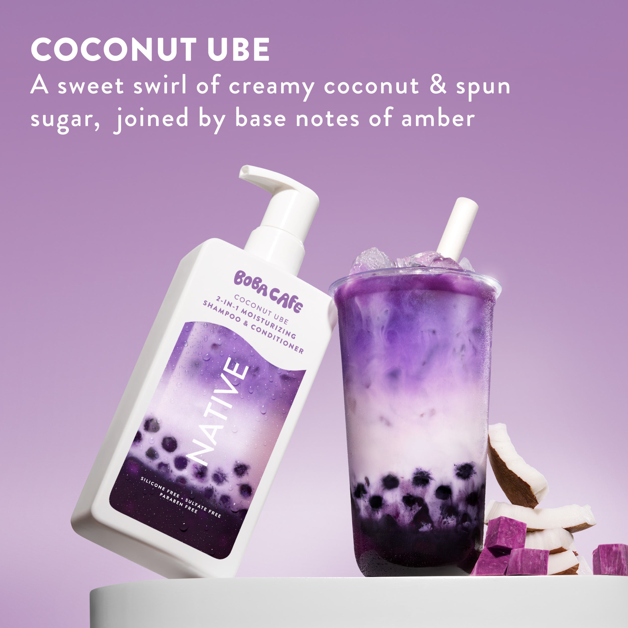 Coconut Ube Moisturizing 2 in 1 Shampoo and Conditioner Limited Edition 16.5oz Care Collection