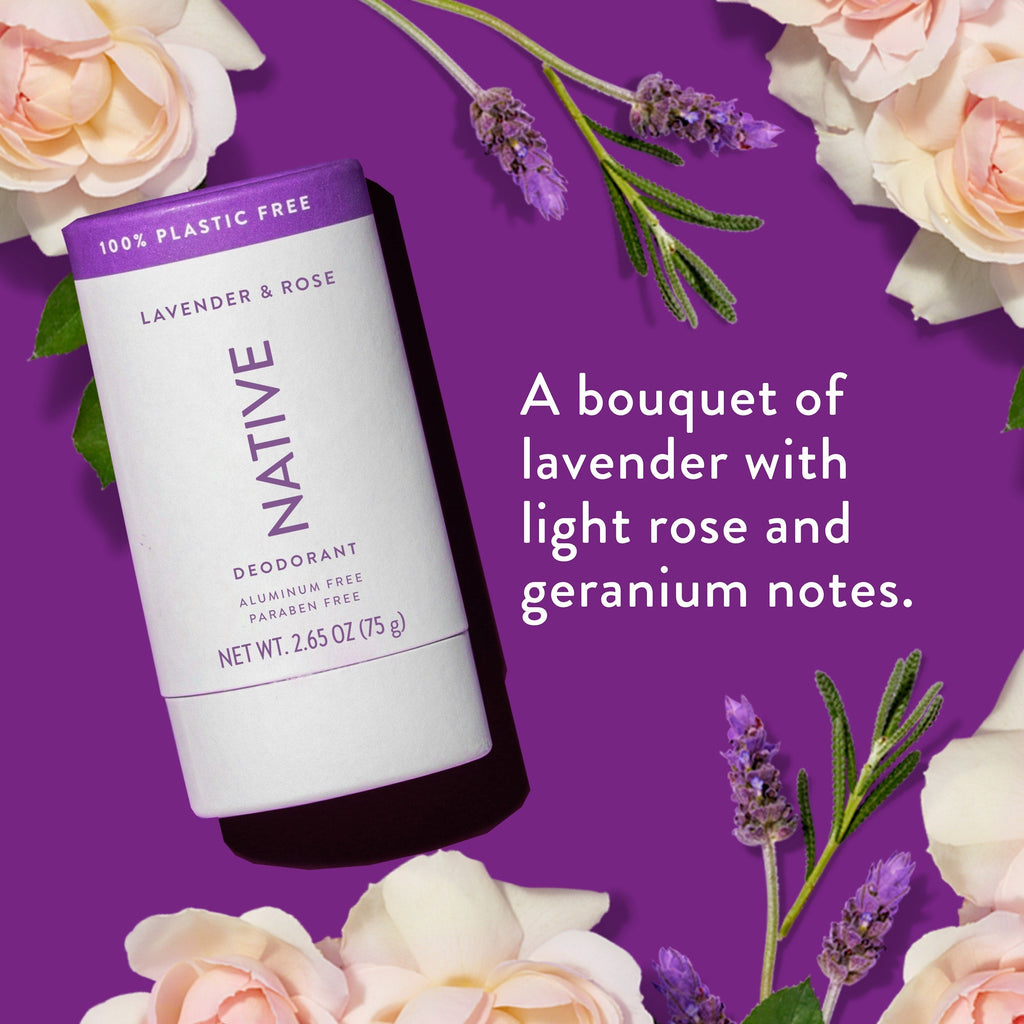 Lavender and Rose Plastic Free Deodorant Stick Classic 2.65oz Care Collection