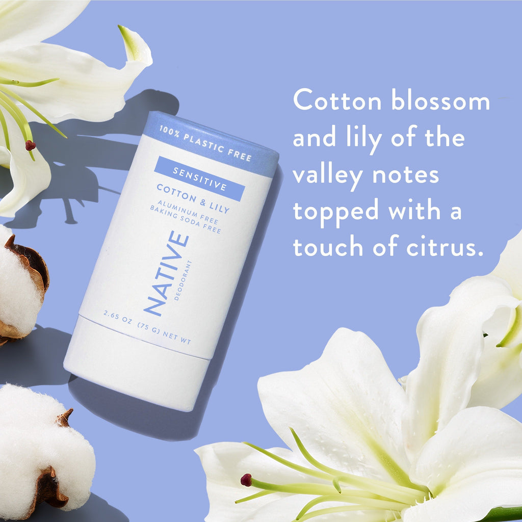 Cotton and Lily Plastic Free Sensitive Deodorant Stick Classic 2.65oz Care Collection