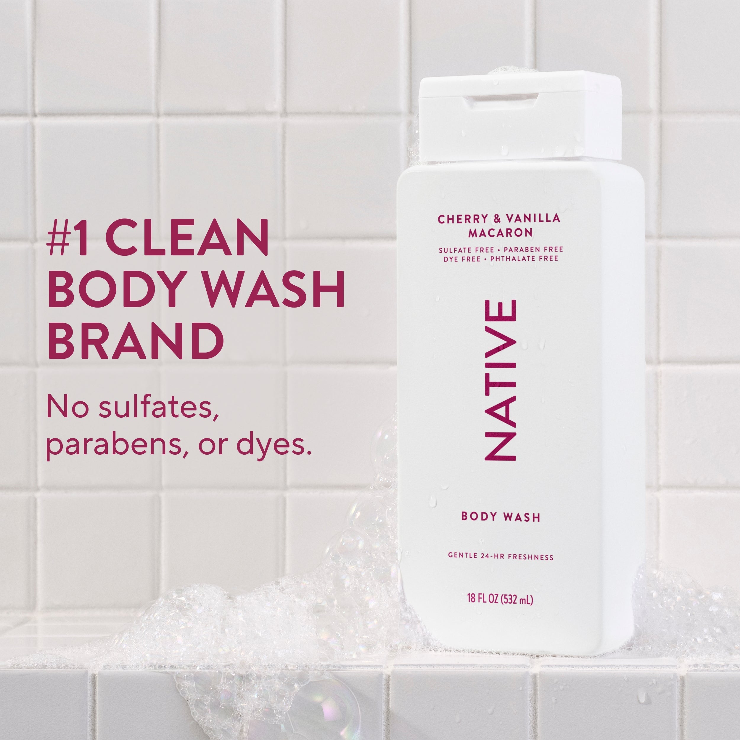 Cherry and Vanilla Macaron Body Wash Classic 18oz Care Collection
