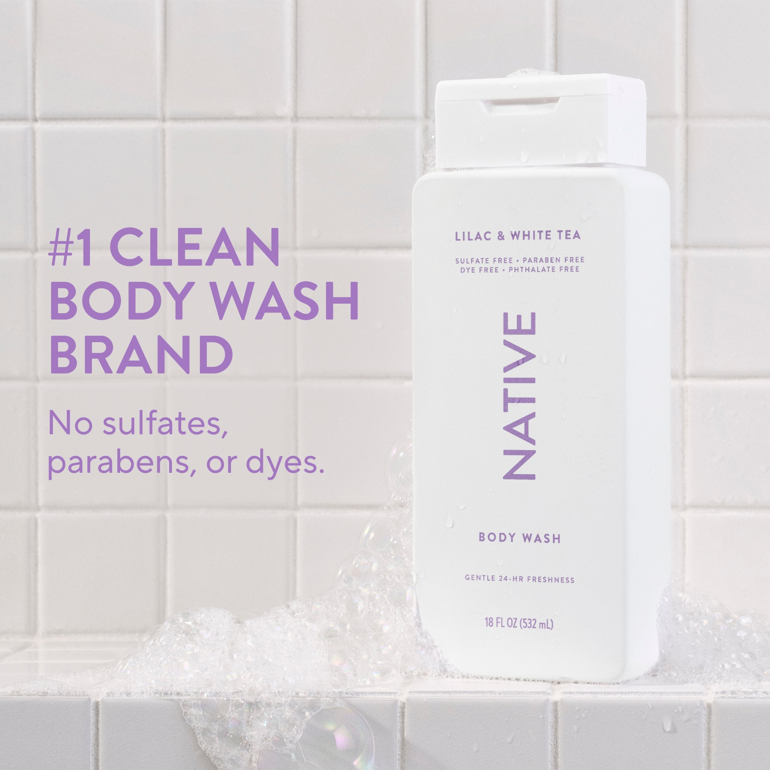 Lilac and White Tea Body Wash Classic 18oz Care Collection