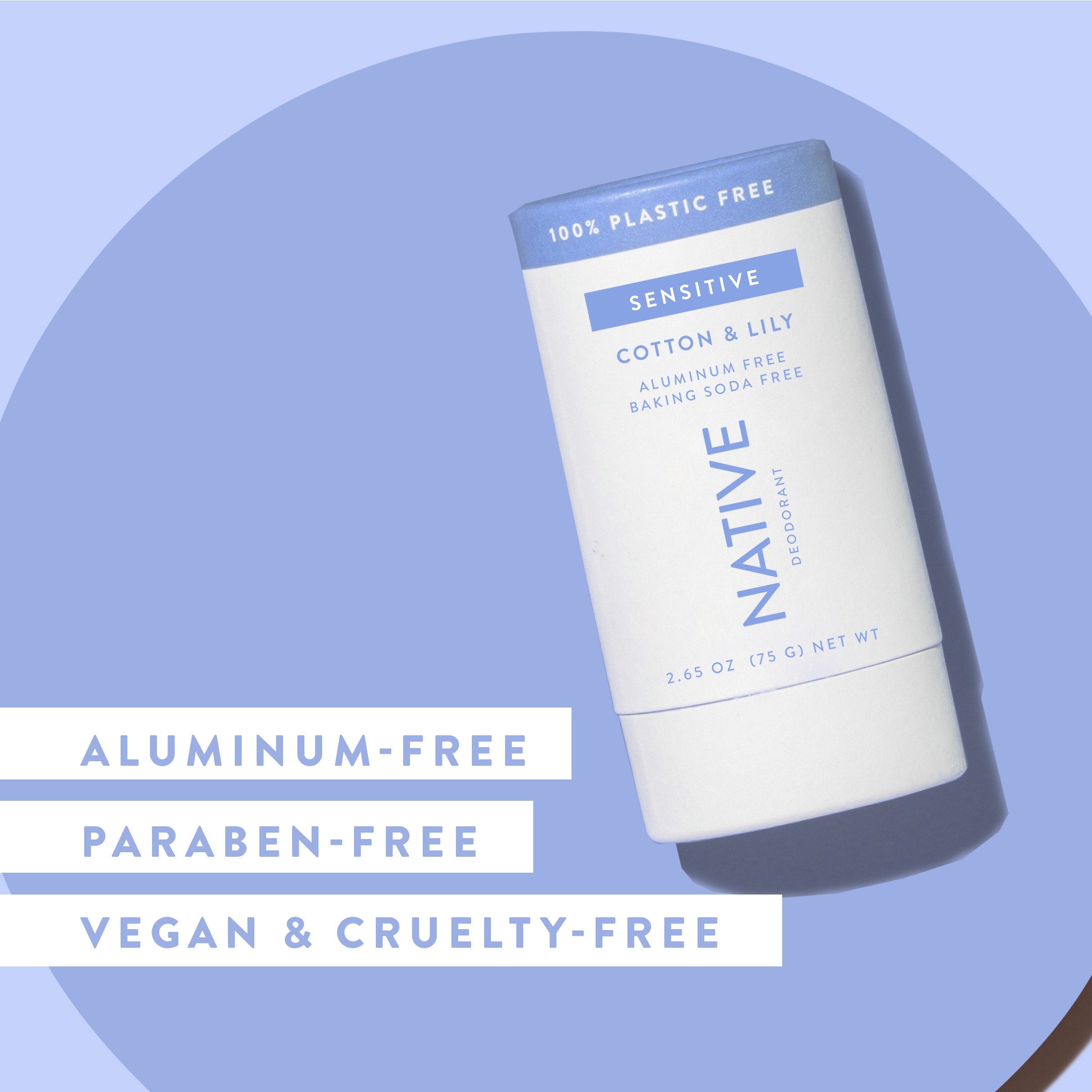 Cotton and Lily Plastic Free Sensitive Deodorant Stick Classic 2.65oz Care Collection