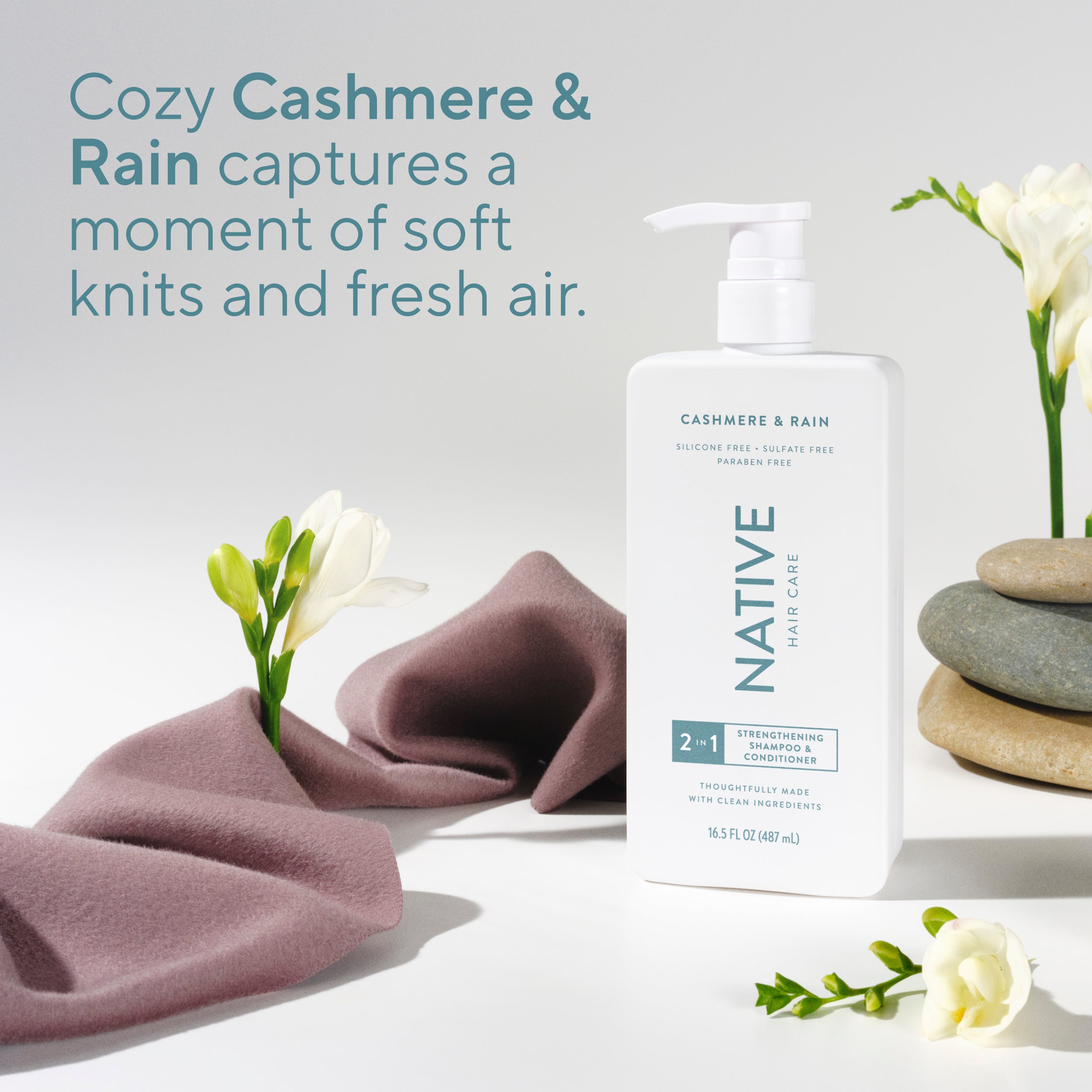 Cashmere and Rain Strengthening 2 in 1 Shampoo and Conditioner Classic 16.5oz Care Collection