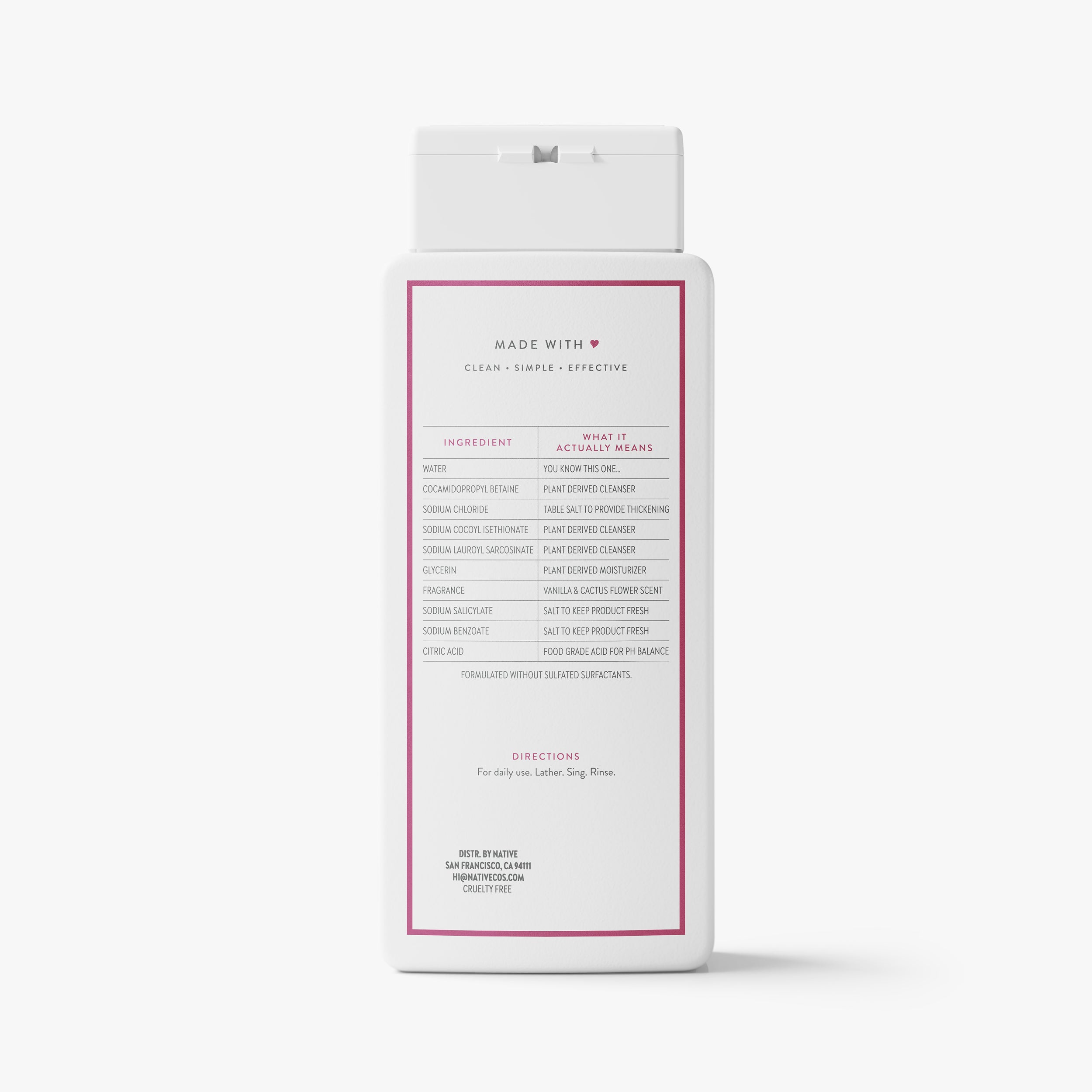 Vanilla and Cactus Flower Body Wash Classic 18oz Care Collection