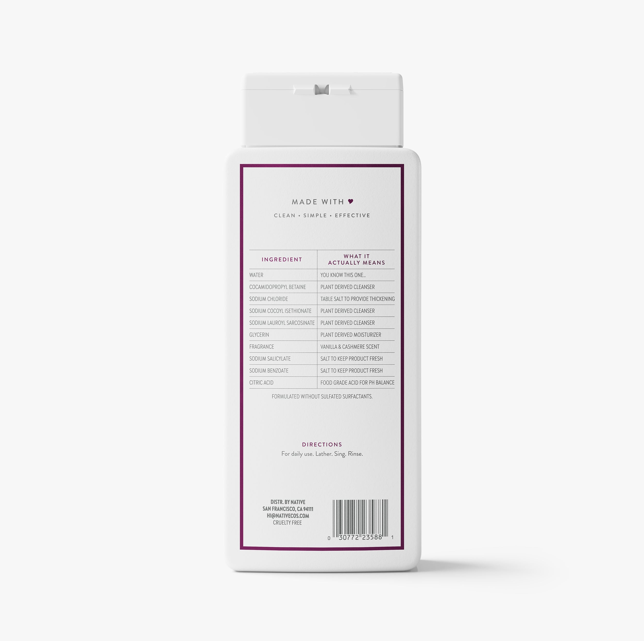 Vanilla and Cashmere Body Wash Classic 18oz Care Collection