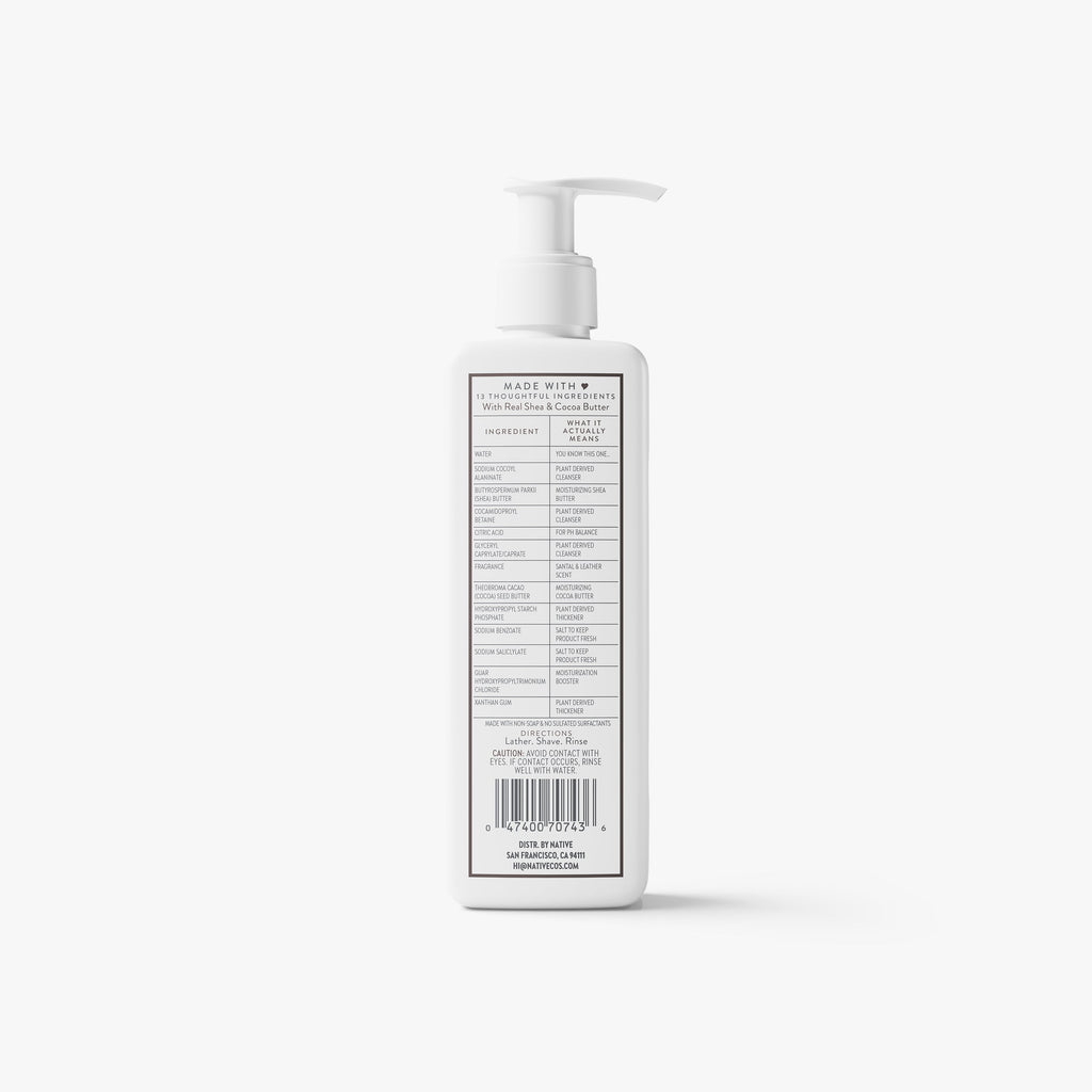 Santal and Leather Whole Body Shave Cream Classic 7.6oz Care Collection