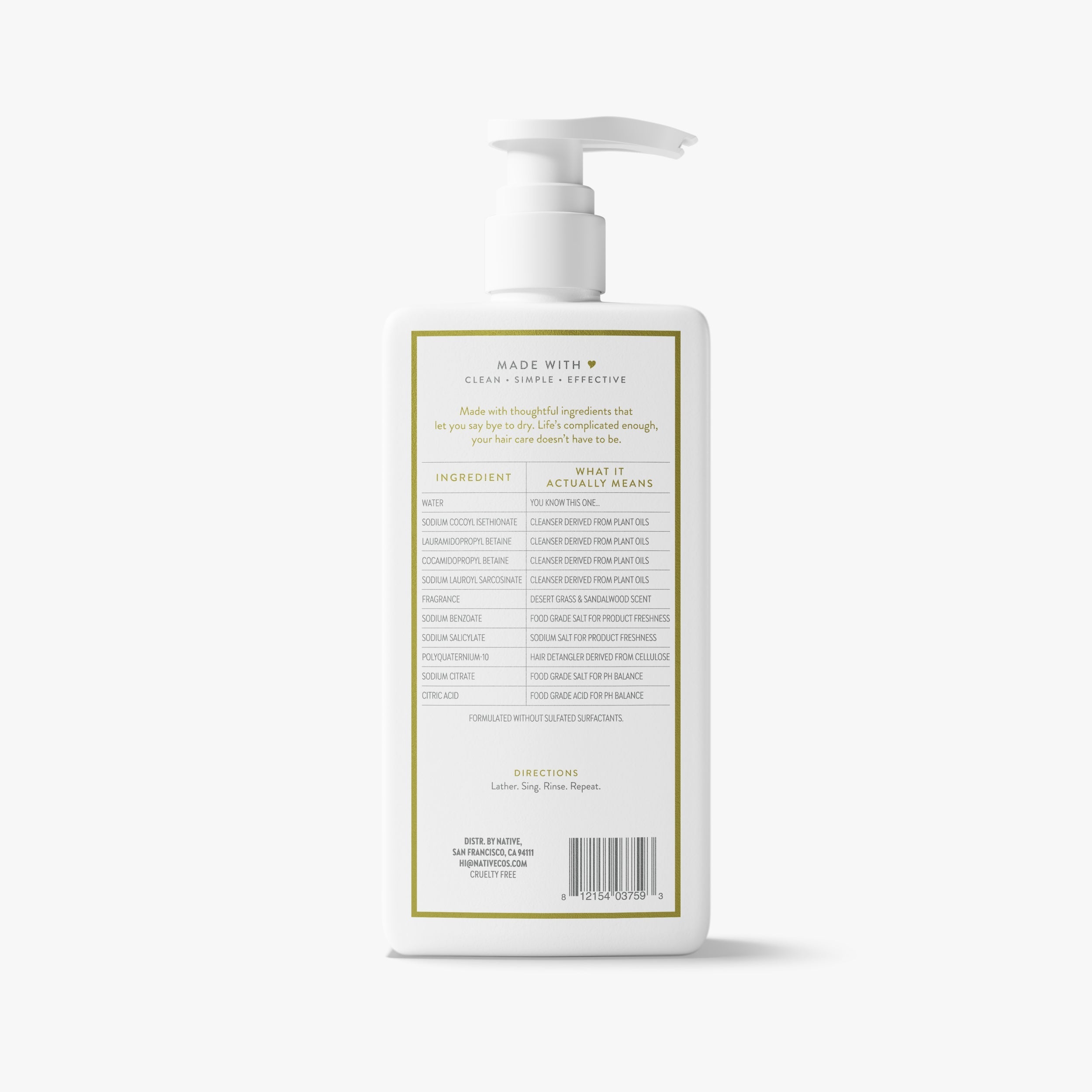 Desert Grass and Sandalwood Moisturizing Shampoo Classic 16.5oz Care Collection