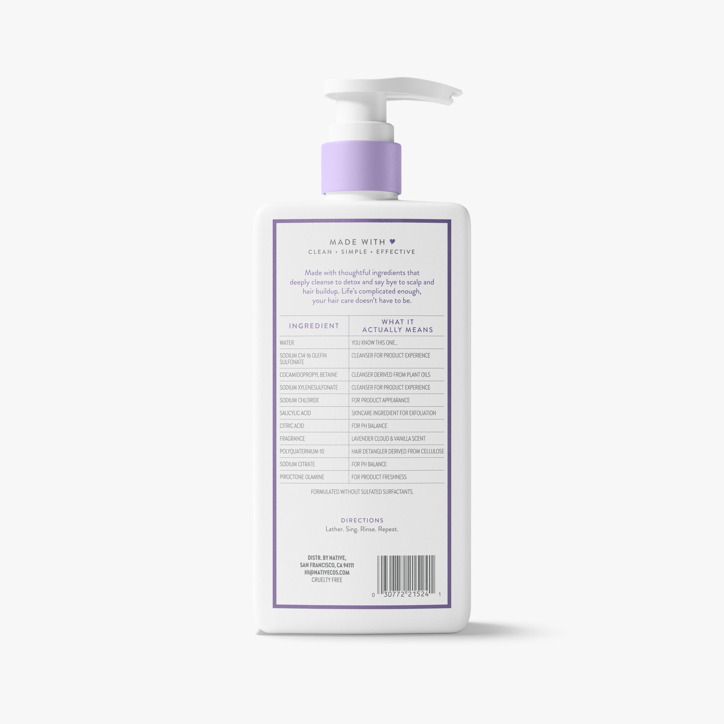 Lavender Cloud and Vanilla Scalp Clarifying Shampoo Classic 16.5oz Care Collection