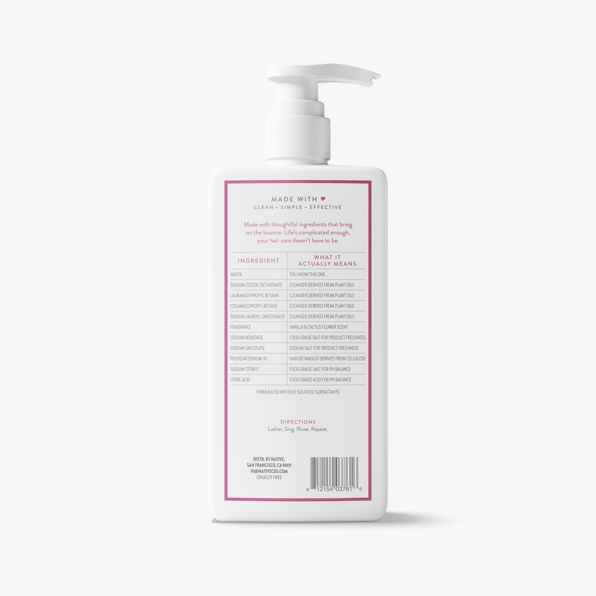 Vanilla and Cactus Flower Volumizing Shampoo Classic 16.5oz Care Collection