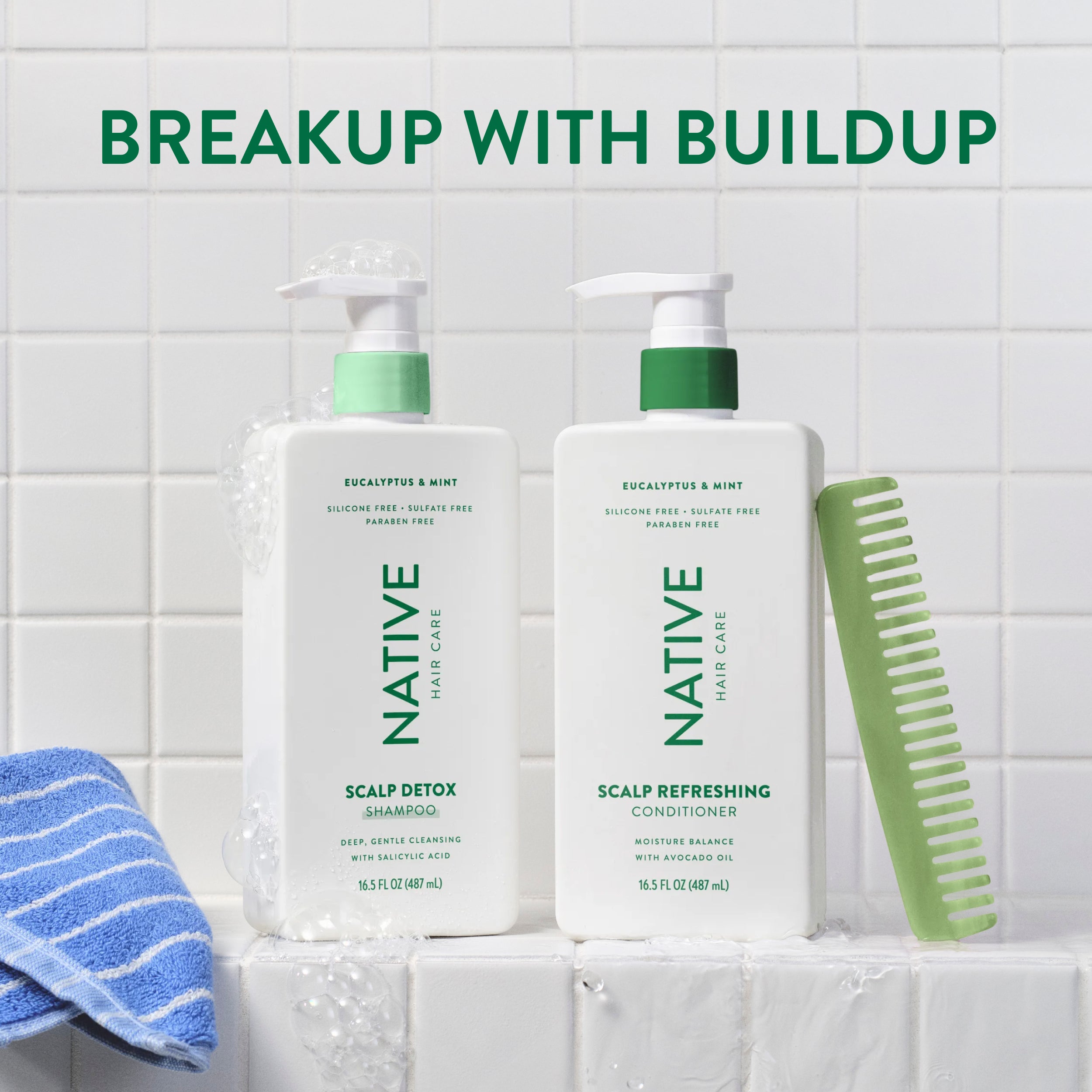 Eucalyptus and Mint Scalp Clarifying 2 in 1 Shampoo and Conditioner Classic 16.5oz Care Collection