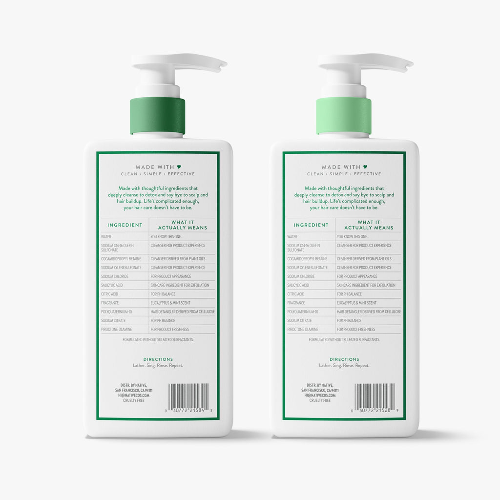 Eucalyptus and Mint Scalp Clarifying 2 in 1 Shampoo and Conditioner Classic 16.5oz Care Collection